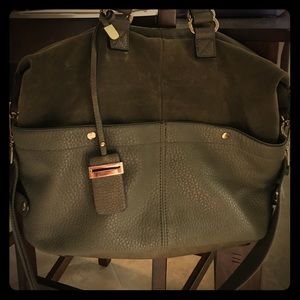 Olive Green leather and suede large purse